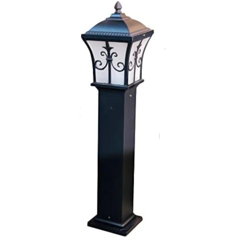 LUMINARIA POSTE ALUMINIO ACRILICO 80cm QD NEGRO E27